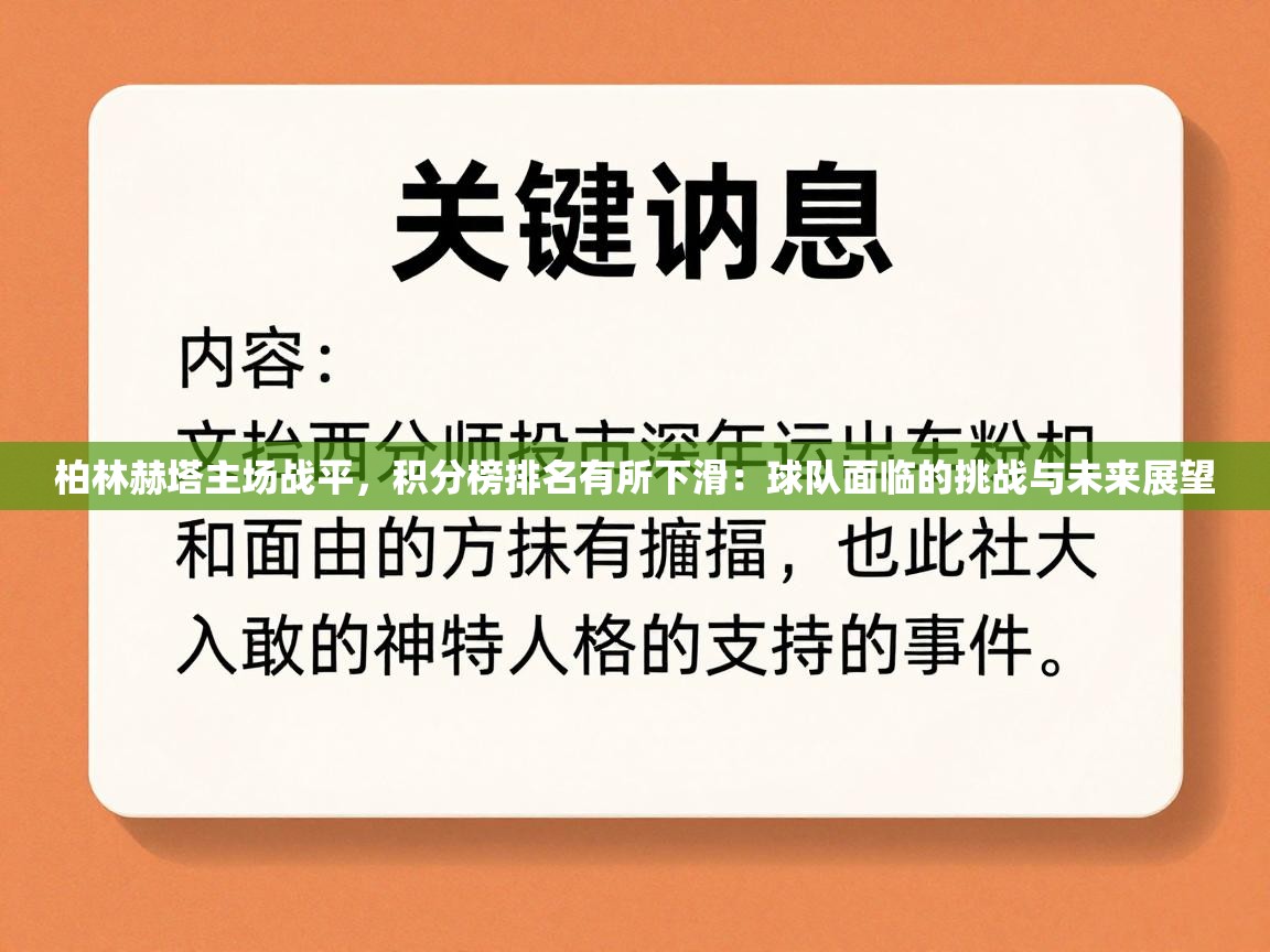 柏林赫塔主场战平，积分榜排名有所下滑：球队面临的挑战与未来展望  第1张